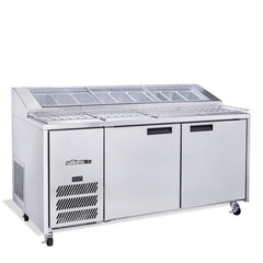 Williams Jade Pizza - 2 door Stainless Steel Pizza Prep Counter Refrigerator With Blown Air Well commercial refrigeration