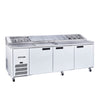Williams Jade Pizza - 3 door White Pizza Prep Counter Refrigerator With Blown Air Well