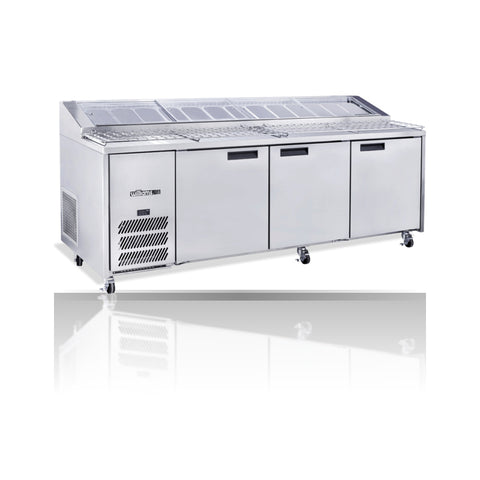 Williams Jade Pizza - 3 door Stainless Steel Pizza Prep Counter Refrigerator With Blown Air Well