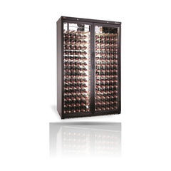 Williams Wine Cabinet - 2 Door Black Upright Wine Display Refrigerator on a crisp white background with mirrored reflection