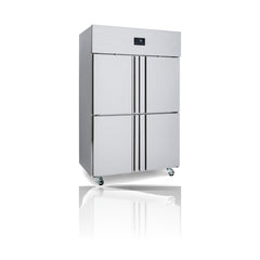 Williams Topaz Upright - 2 Door Upright Storage Freezer on a crisp white background with mirrored reflection