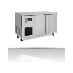 Williams Topaz Under Counter - 2 Door Under Counter Storage Freezer on a crisp white background with mirrored reflection