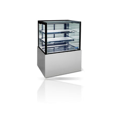 Williams Topaz Cake Display - 900mm Two Tier (Plus Base) Free Standing Refrigerated Cake Display on a crisp white background with mirrored reflection