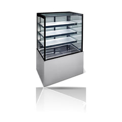 Williams Topaz Cake Display - 900mm Three Tier (Plus Base) Free Standing Refrigerated Cake Display on a crisp white background with mirrored reflection