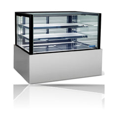 Williams Topaz Cake Display - 1800mm Two (Plus Base) Tier Free Standing Ambient Cake & Food Display on a crisp white background with mirrored reflection