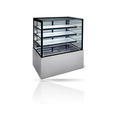 Williams Topaz Cake Display - 1800mm Three Tier (Plus Base) Free Standing Refrigerated Cake Display on a crisp white background with mirrored reflection