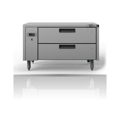 Williams Jarrah - 2 Drawer Remote Lowline Refrigerator on a crisp white background with mirrored reflection