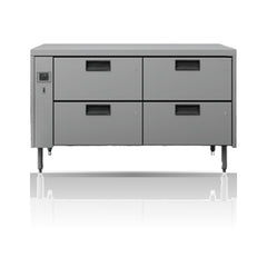 Williams Jarrah - 4 Drawer Remote Hiline Refrigerator on a crisp white background with mirrored reflection