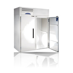 Williams Ruby Roll In - 2 Door Roll In Freezer on a crisp white background with mirrored reflection