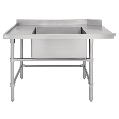 Vogue Vogue 1800mm Dishwasher Inlet Table with Sink 90mm outlet L/H
