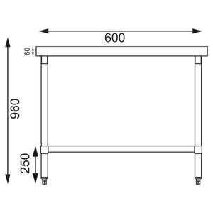 Vogue Stainless Steel Prep Table 600mm - T389