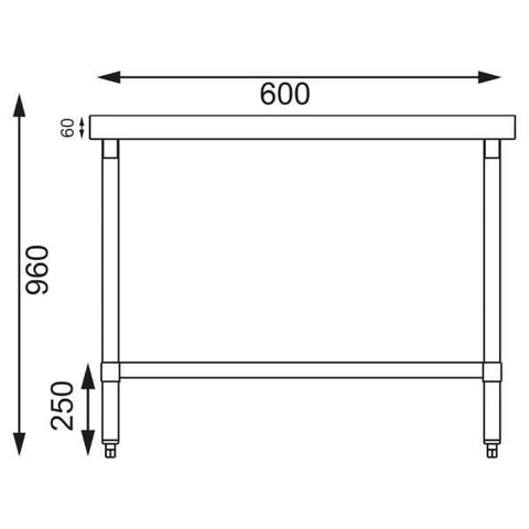 Vogue Stainless Steel Prep Table 600mm - T389