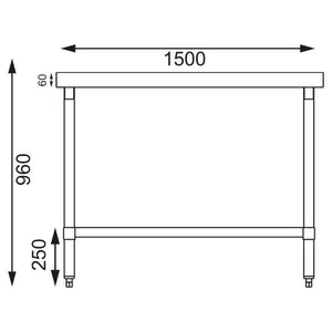 Vogue Stainless Steel Prep Table 1500mm