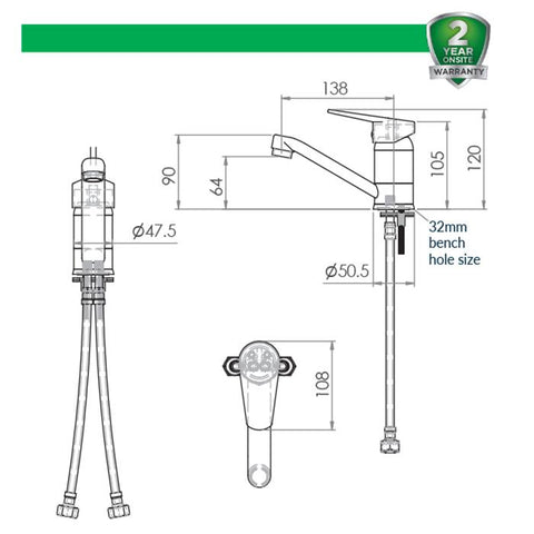 3monkeez® Basin Swivel Mixer Tap T-3MB4MIX