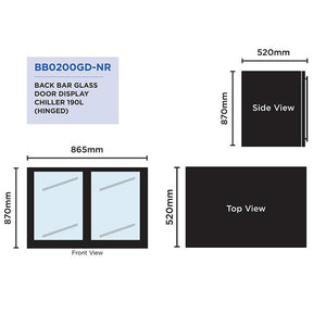 Bromic 190L Back Bar Display Chiller Hinged Door BB0200GD-NR