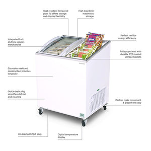 Bromic 176L Angle Glass Display Chest Freezer - CF0200ATCG-NR