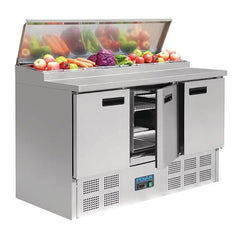 Polar 3 Door Salad and Pizza Prep Counter Stainless Steel