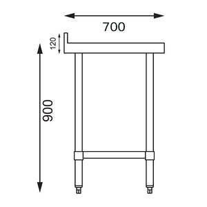 Vogue Stainless Steel Table with Splashback 1200mm