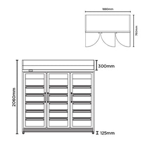 Bromic 1507L LED 3 Glass Door Upright Display Chiller - GD1500LF