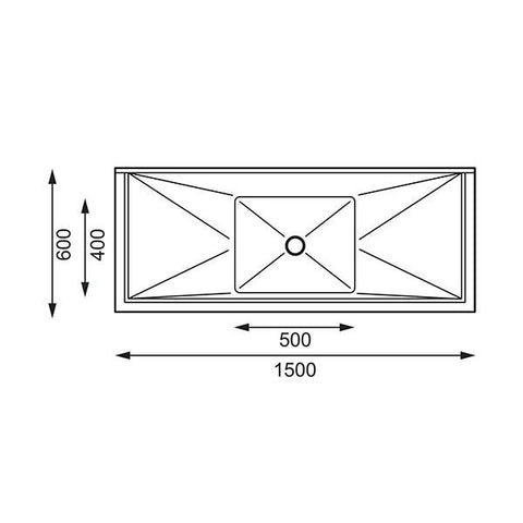 Vogue Single Bowl Sink Double Drainer 1500mm x 600mm 90mm Drain