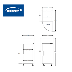 Williams Topaz Single Door Upright Freezer 550Ltr - LTG1SS