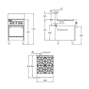 Trueheat RC Series 4 Burner Oven Range RCR6-4-NG