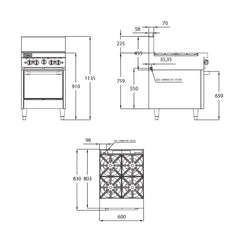 Trueheat Trueheat RC Series 4 Burner Oven Range RCR6-4-NG