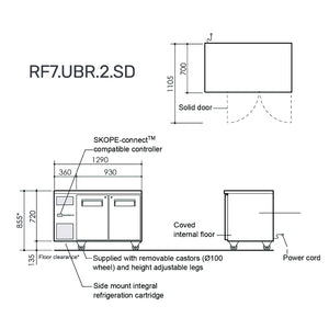 Skope ReFlex 248L 2 Door Undercounter Fridge - RF7.UBR.2.SD
