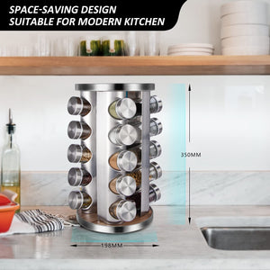 ICE Group Rotating Spice Rack Organizer with 20 Pieces Jars for Kitchen