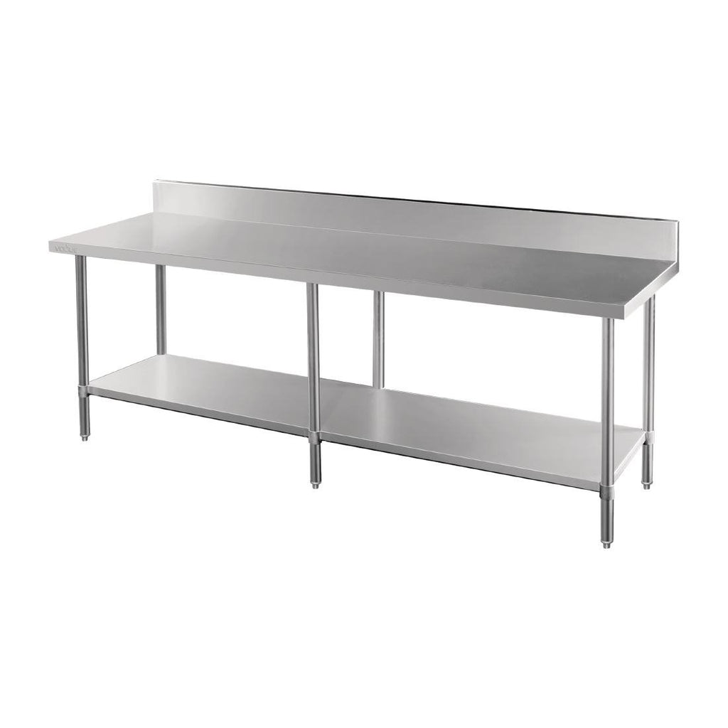 Vogue 2400mm Premium Stainless Steel Table with Splashback