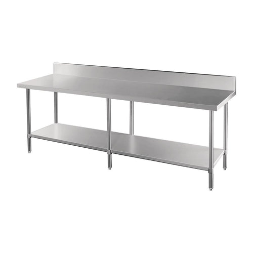 Vogue Vogue 2400mm Premium Stainless Steel Table with Splashback