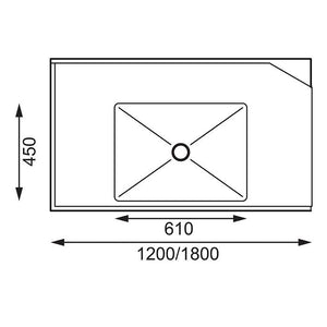 Vogue 1800mm Dishwasher Inlet Table with Sink 90mm outlet L/H