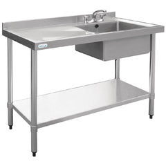 Vogue Vogue Single Bowl Sink L/H Drainer 1200mm x 700mm 90mm Drain
