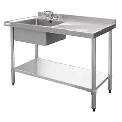 Vogue Vogue Single Bowl Sink (R/H Drainer) 1200mm x 700mm 90mm Drain