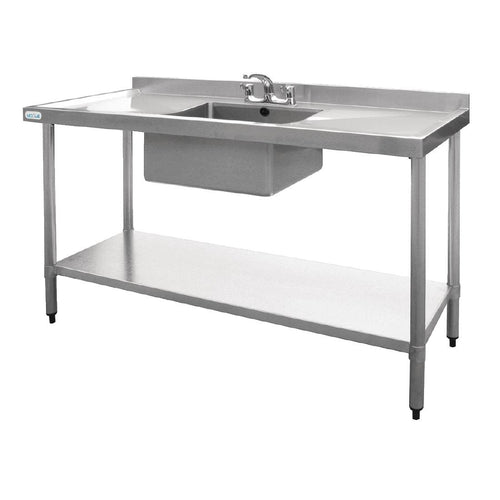 Vogue Vogue Single Bowl Sink Double Drainer 1500mm x 700mm 90mm Drain - HC918