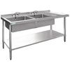 Vogue 1800mm Double Bowl Sink R/H Drainer 90mm Drain