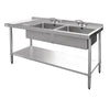 Vogue 1800mm Double Bowl Sink L/H Drainer 90mm Drain