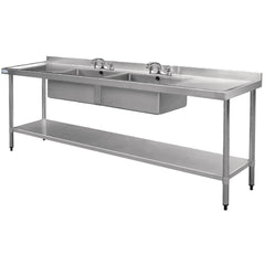Vogue Vogue 2400mm Double Bowl Sink Double Drainer - HC909