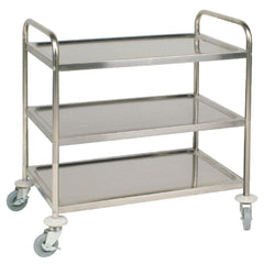 Vogue Stainless Steel 3 Tier Clearing Trolley Medium - icegroup hospitality superstore