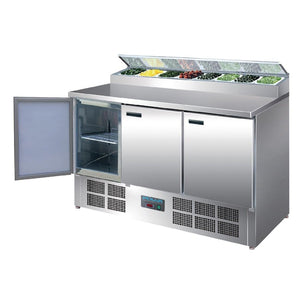 Polar 3 Door Salad and Pizza Prep Counter Stainless Steel - icegroup hospitality superstore