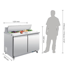 Polar Polar U-Series 2 Door Prep 405L Counter Fridge Stainless Steel
