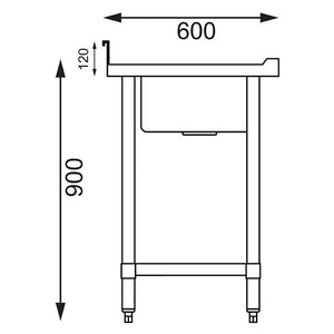 Vogue Single Bowl Sink L/H Drainer 1200mm x 600mm 90mm Drain