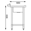 Vogue Single Bowl Sink R/H Drainer 1000mm x 600mm 90mm Drain