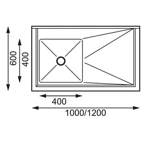 Vogue Single Bowl Sink R/H Drainer 1000mm x 600mm 90mm Drain
