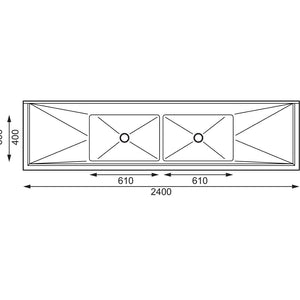 Vogue 2400mm Double Bowl Sink Double Drainer - HC909