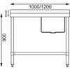 Vogue Single Bowl Sink L/H Drainer 1000mm x 700mm 90mm Drain