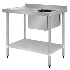 Vogue Vogue Single Bowl Sink L/H Drainer 1000mm x 700mm 90mm Drain