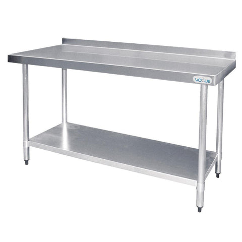 Vogue 1500mm Stainless Steel Prep Table with Splashback