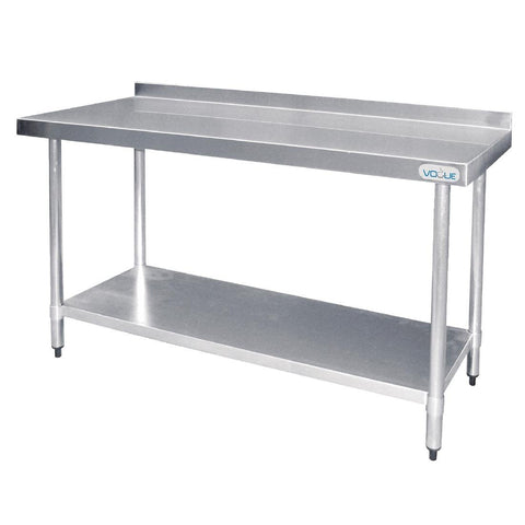 Vogue 1200mm Stainless Steel Prep Table with Splashback